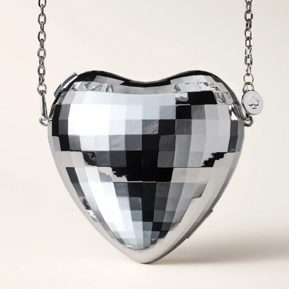 Kate Spade x Target NWT Silver Disco Heart Crossbody Bag